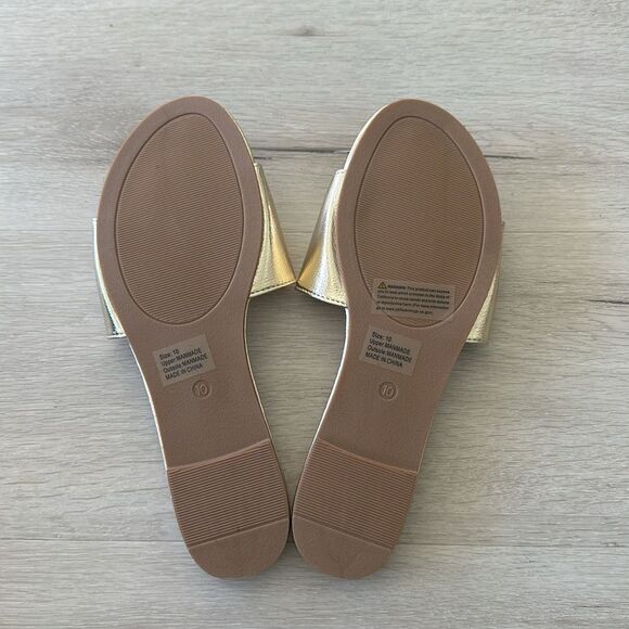 New York and Company Adelle Flat Sandal Gold 10 NWT IN BOX - Picture 10 of 10